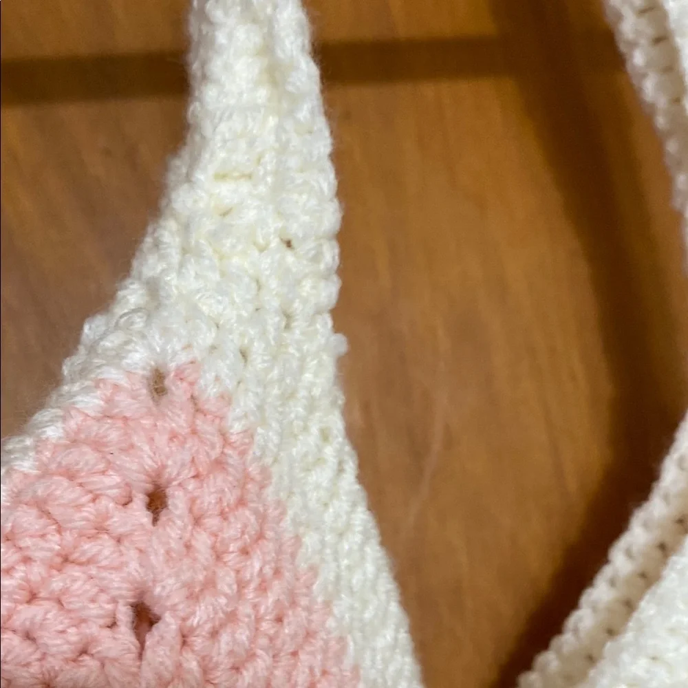 NWOT Handmade Pink Crochet Granny Square Tote Bag - Picture 8 of 11